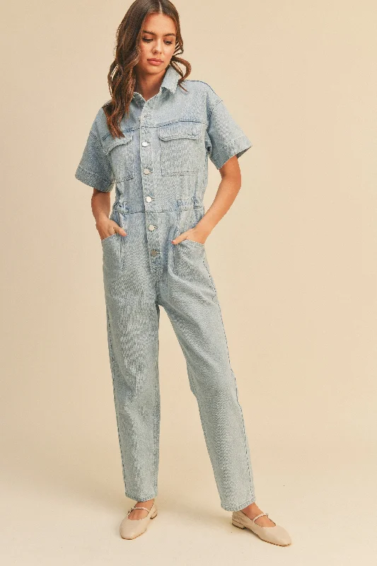 Talk to me Goose Light Denim Jumpsuit