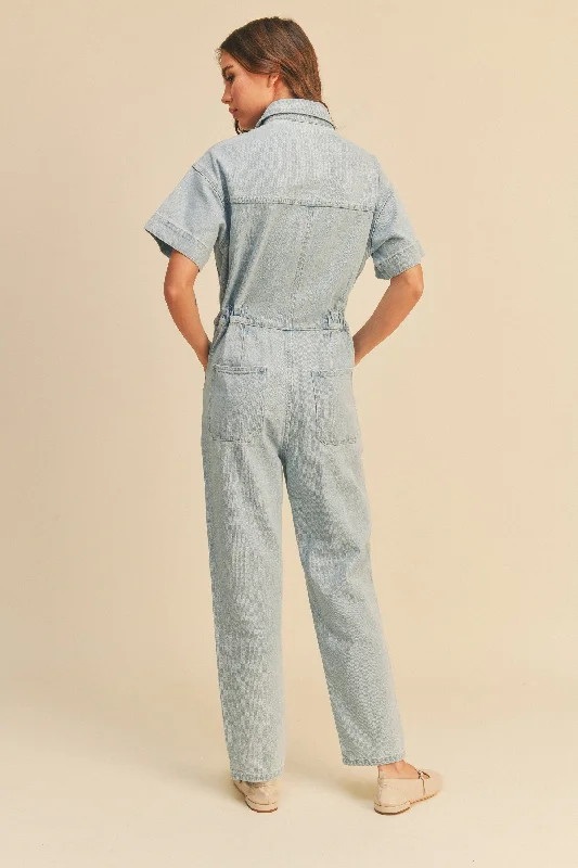 Talk to me Goose Light Denim Jumpsuit