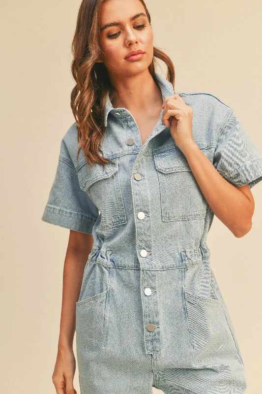 Talk to me Goose Light Denim Jumpsuit