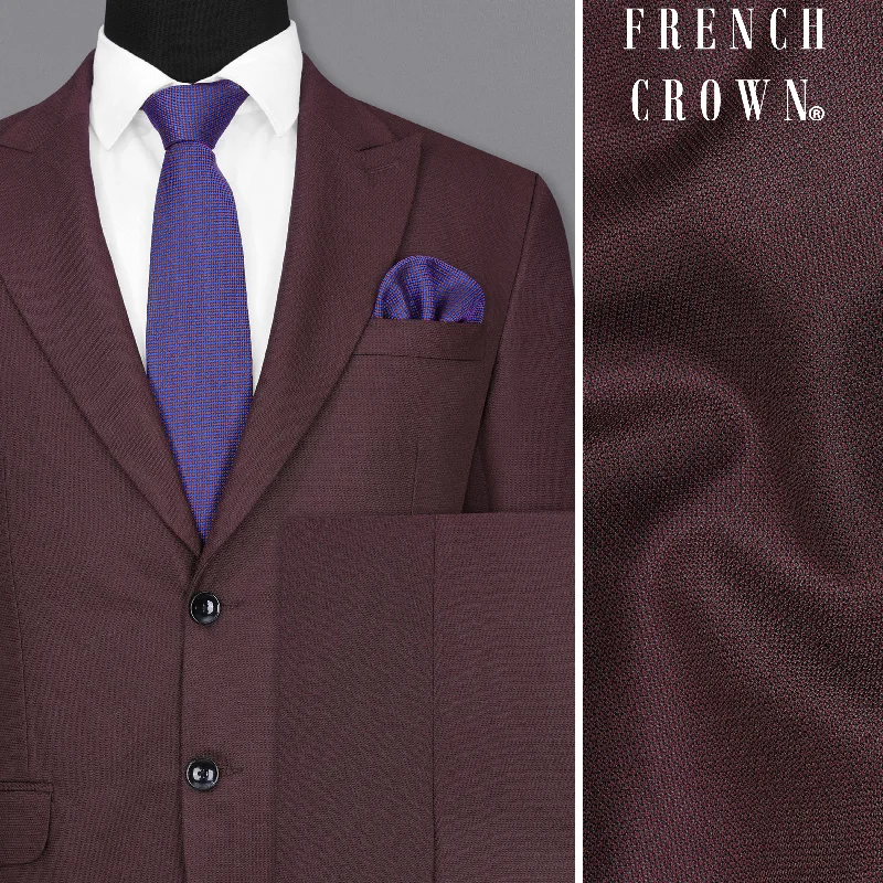 Taupe Maroon Single Breasted Suit