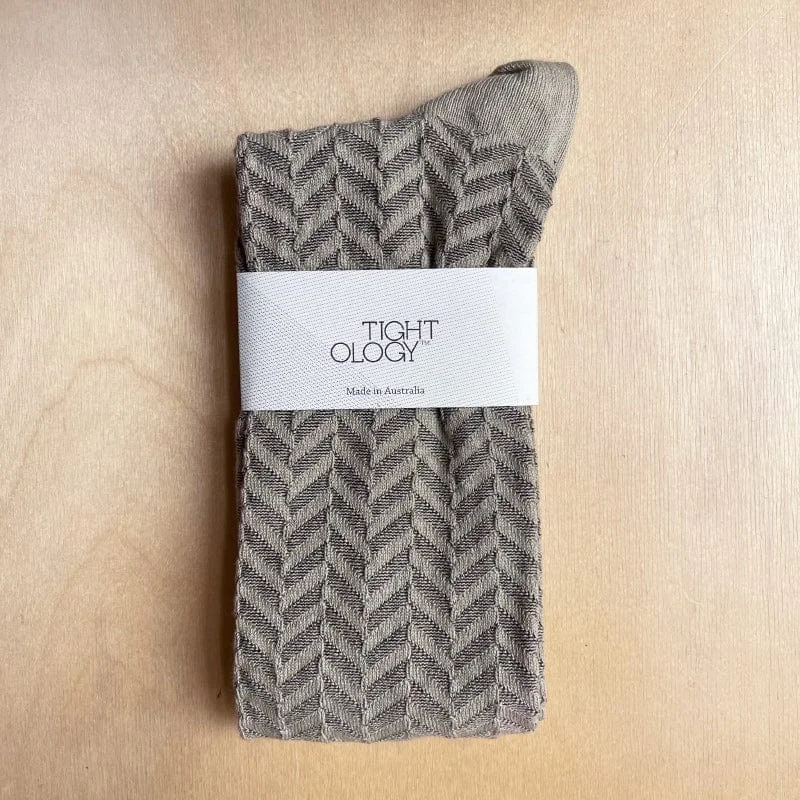 Tightology Long Herringbone Socks - Sand