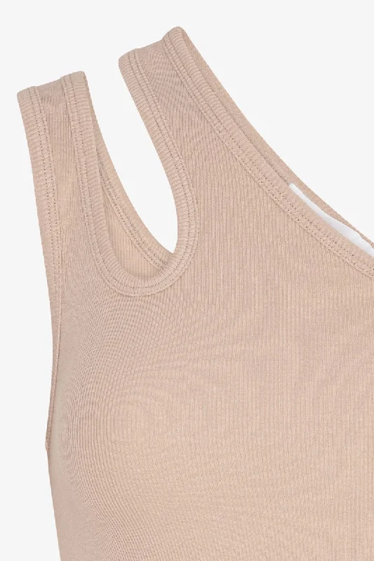 Taupe one-shoulder top