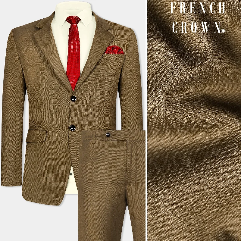 Tortilla Brown Wool Rich Single Breasted Suit