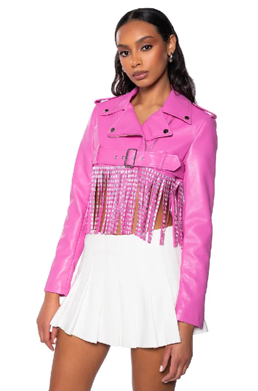 ULTRA CROP MOTO WITH DRIPPING RHINESTONES