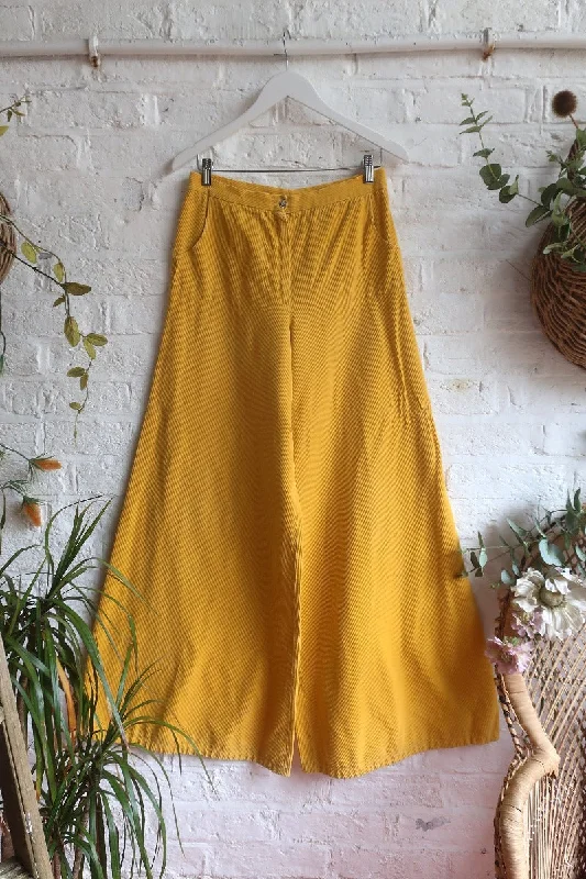 Vintage Ultra Wide-Leg Trousers - Canary Yellow Cord - W29 L33