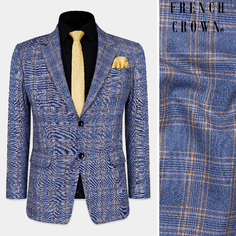 Waikawa Blue Plaid Single Breasted Wool Rich Blazer