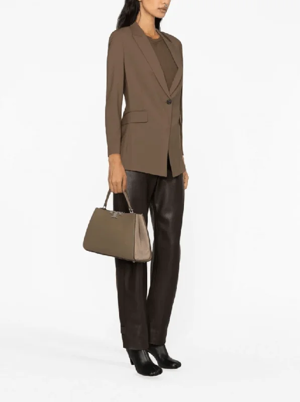 wool-blend blazer in brown