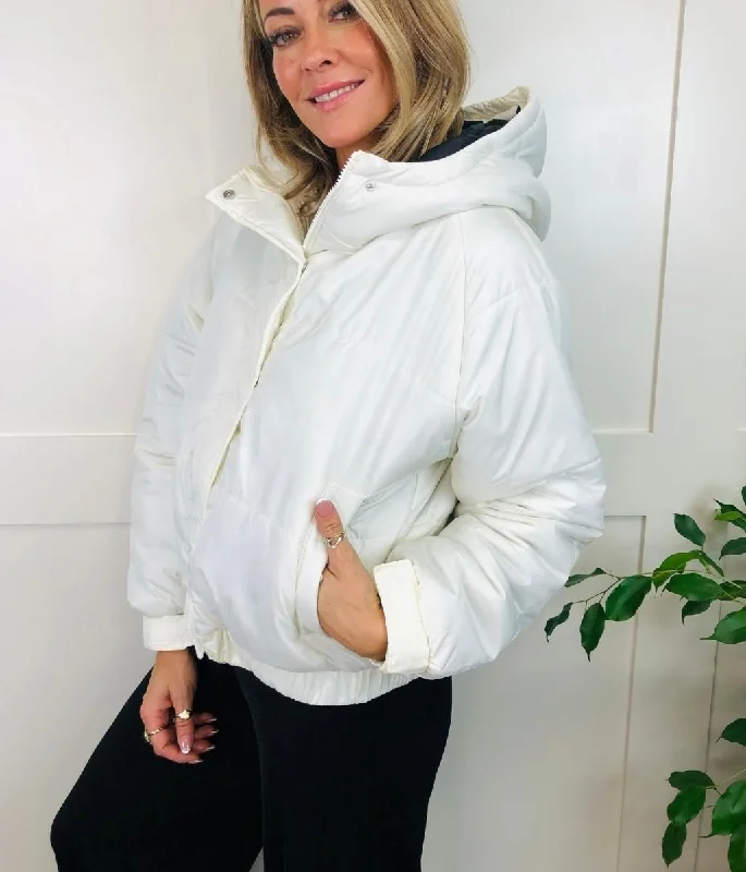 Ivory Raglan Puffer Jacket