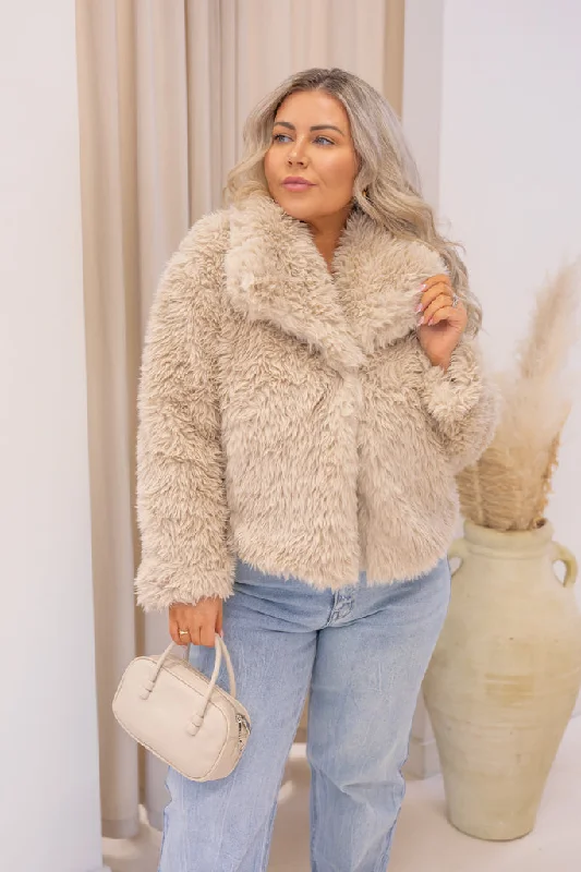 NEW LILY FAUX FUR COAT (TAN)