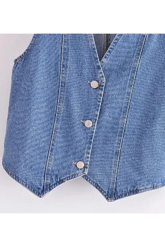 V Neck Denim Vest