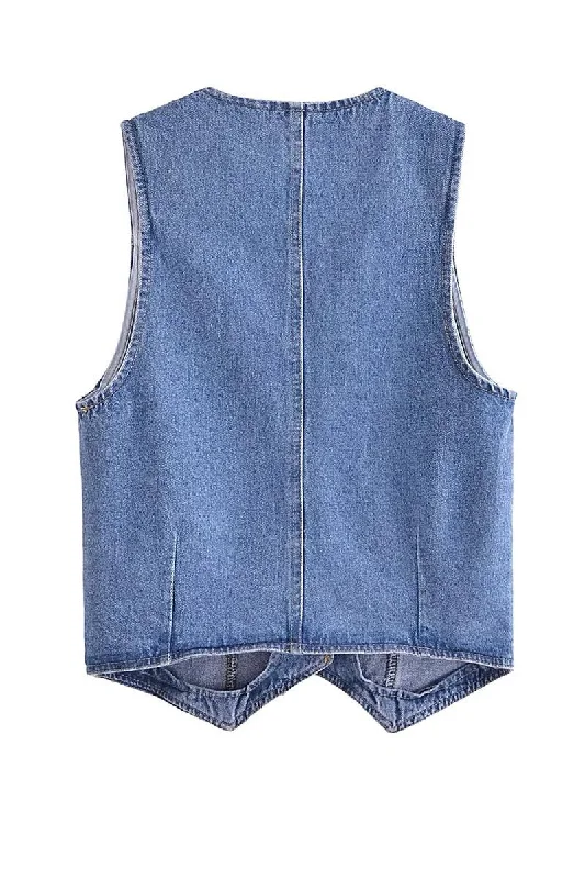 V Neck Denim Vest